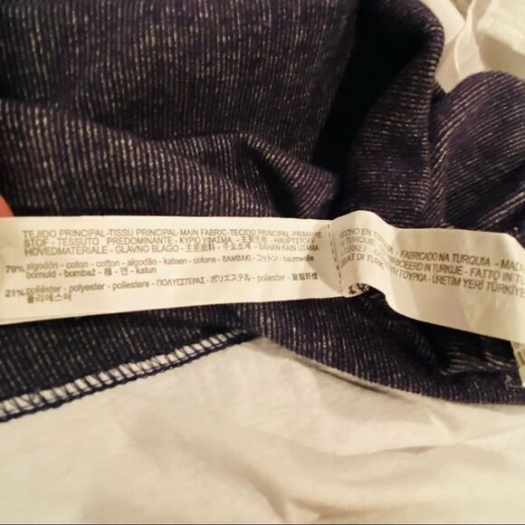 Zara Sweater Blue & Grey Stripe Size Small Faux Undershirt At Bottom - Picture 12 of 12